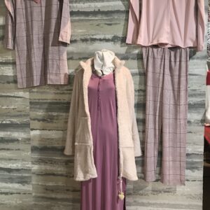 Homewear pigiami rosa camicia da notte, vestaglia caldo cotone